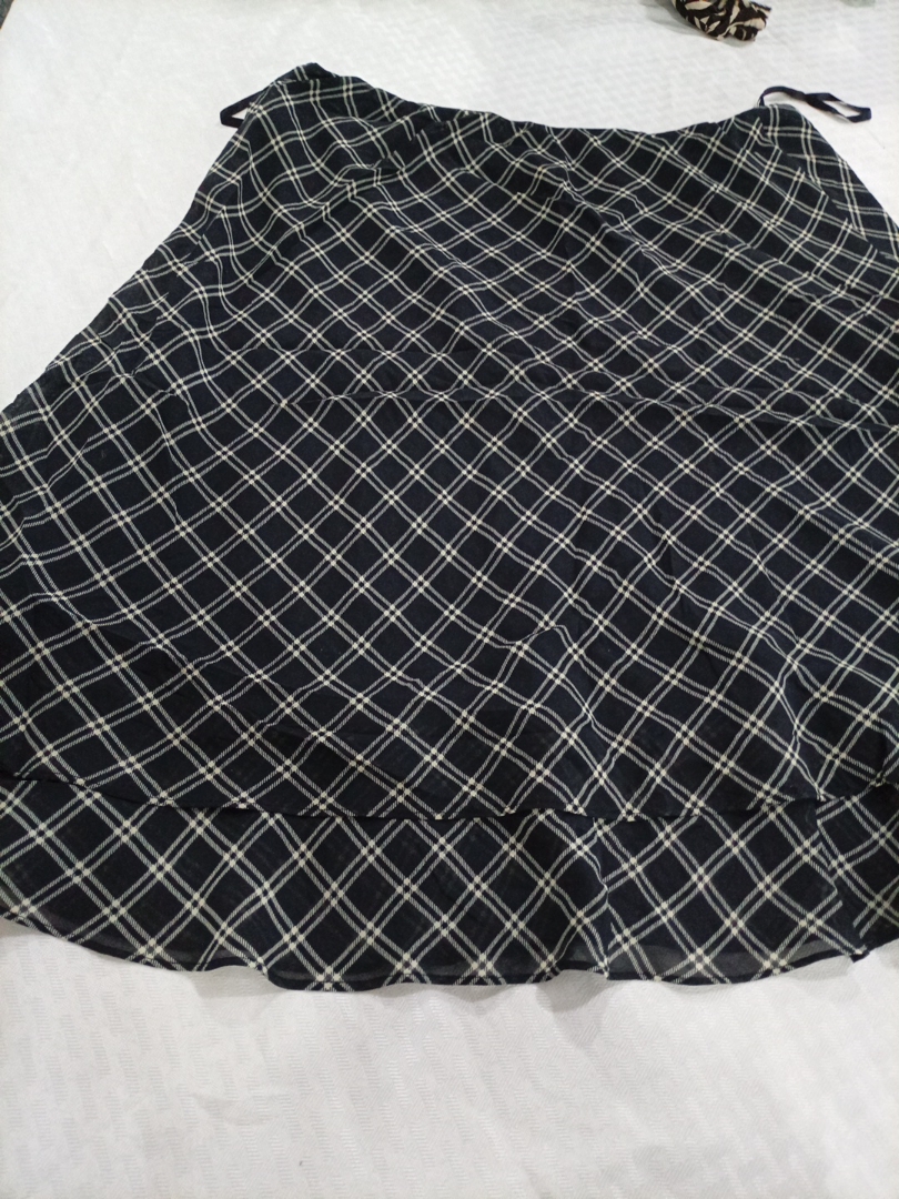 Ralph Lauren Black and White Plaid Tie-Waist Mini ..