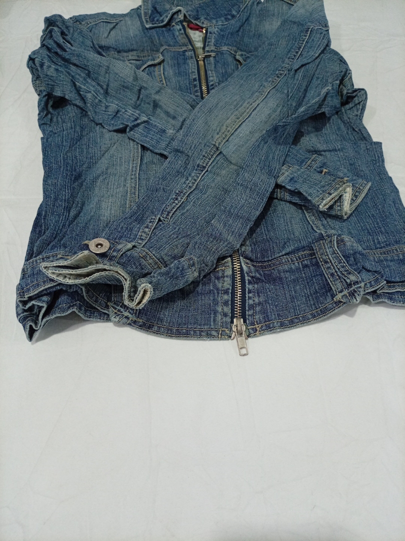 Vintage Blue Denim Zip-Up Jacket with Collar Size ..