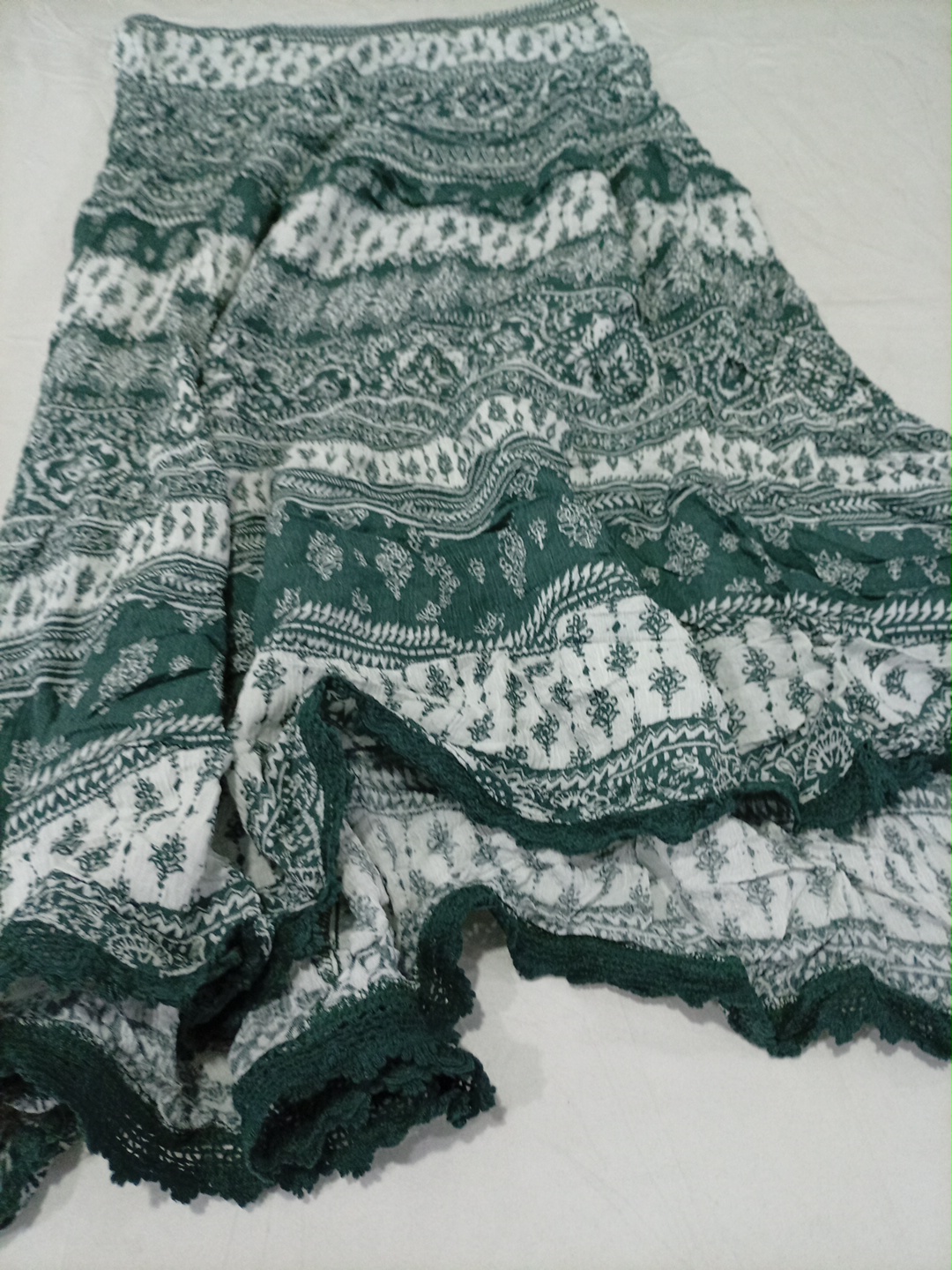 Westport Green and White Printed Maxi Skirt Size M