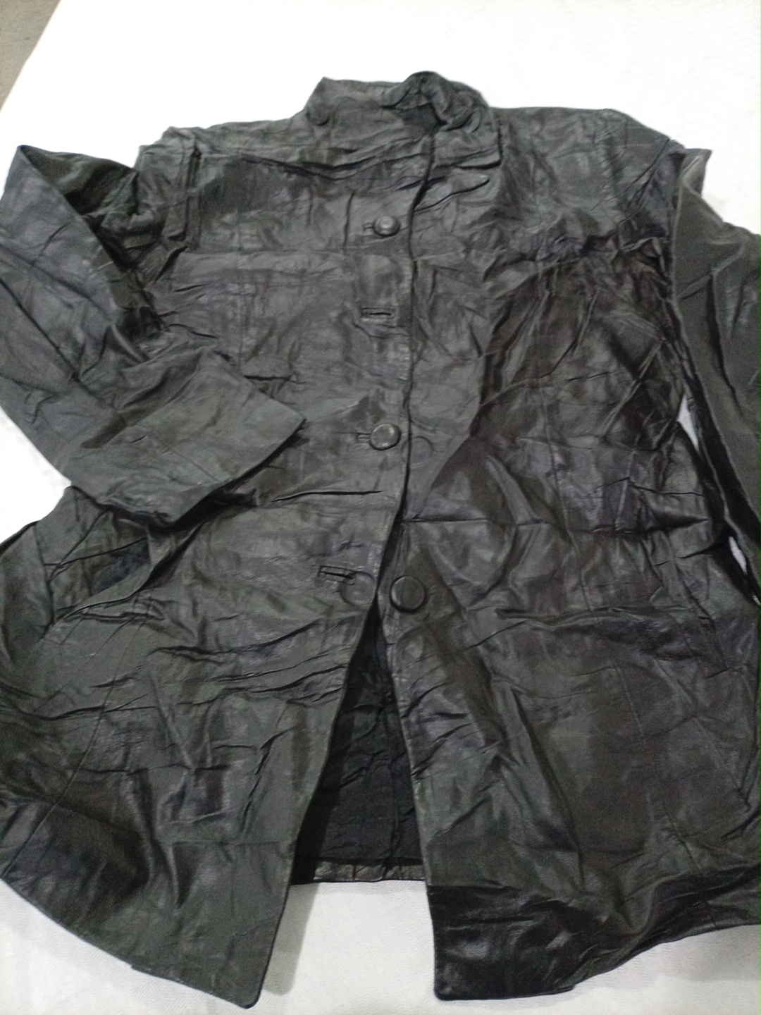 Black Textured Leather Jacket by David 2