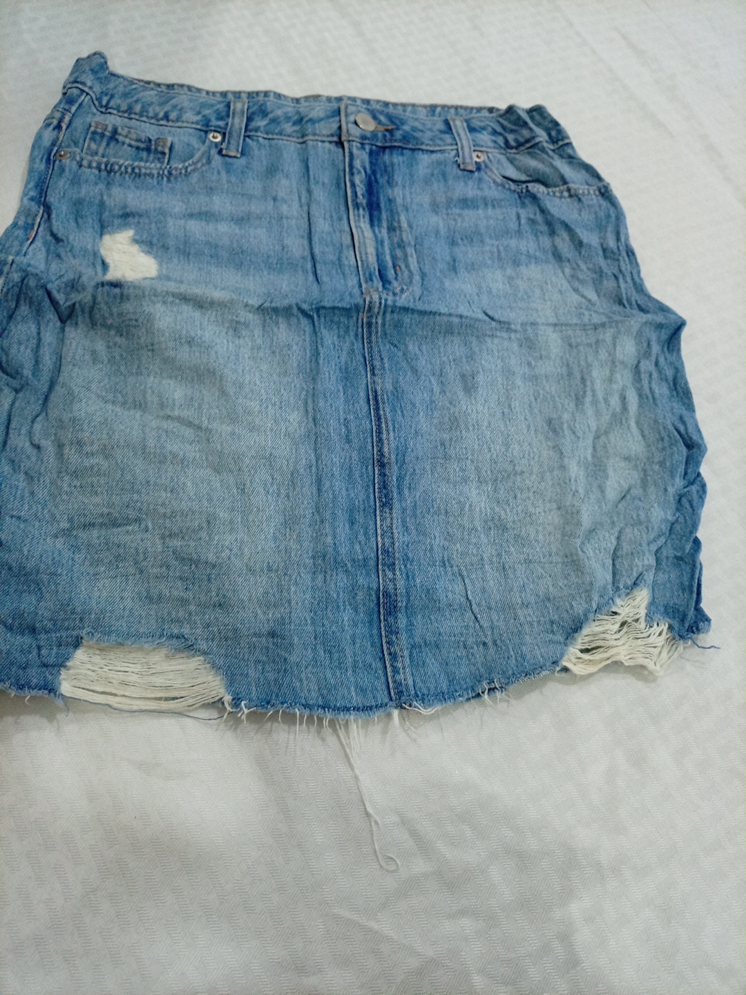 Distressed Denim Mini Skirt