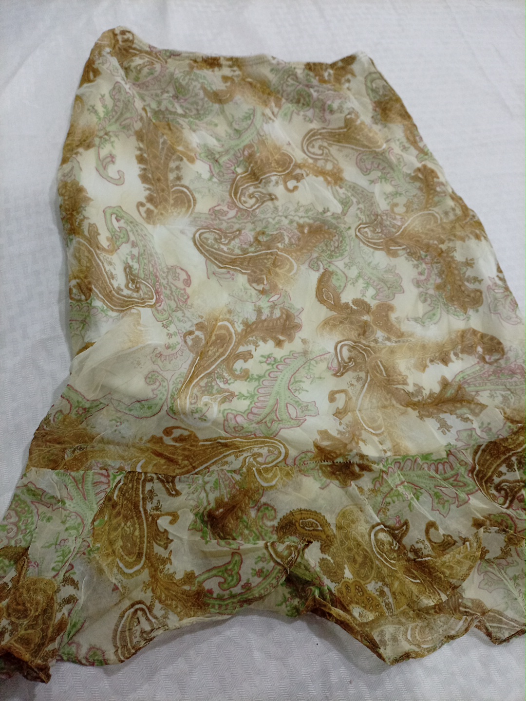 Bohemian Sheer Paisley Print Maxi Skirt in Earth T..