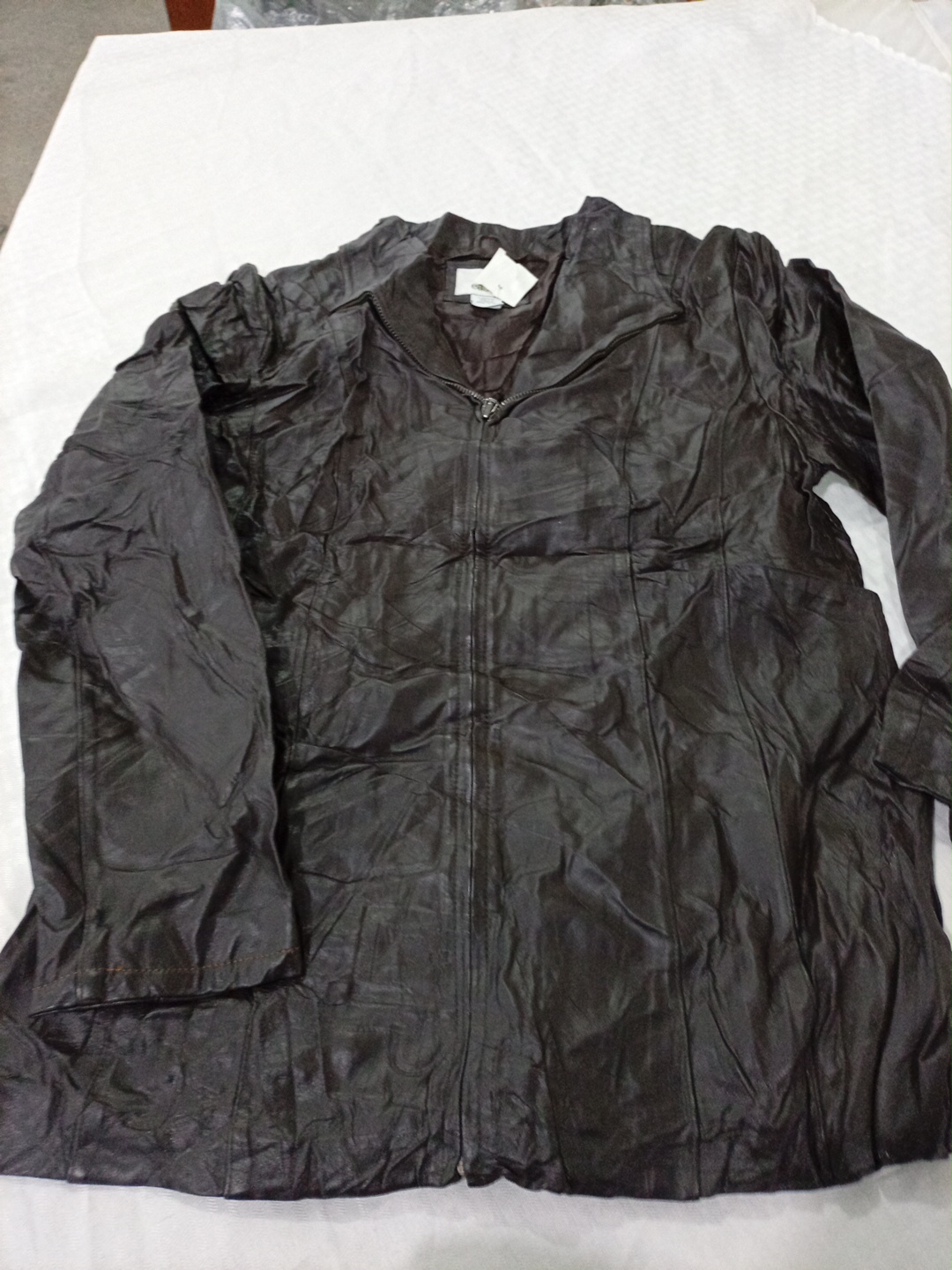 Black Shiny Vinyl Zip-Up Jacket by East 5th