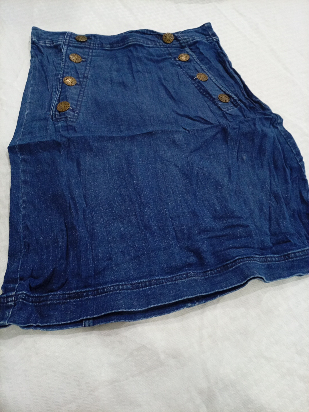 Ann Taylor High-Waisted Denim Button-Front Mini Sk..