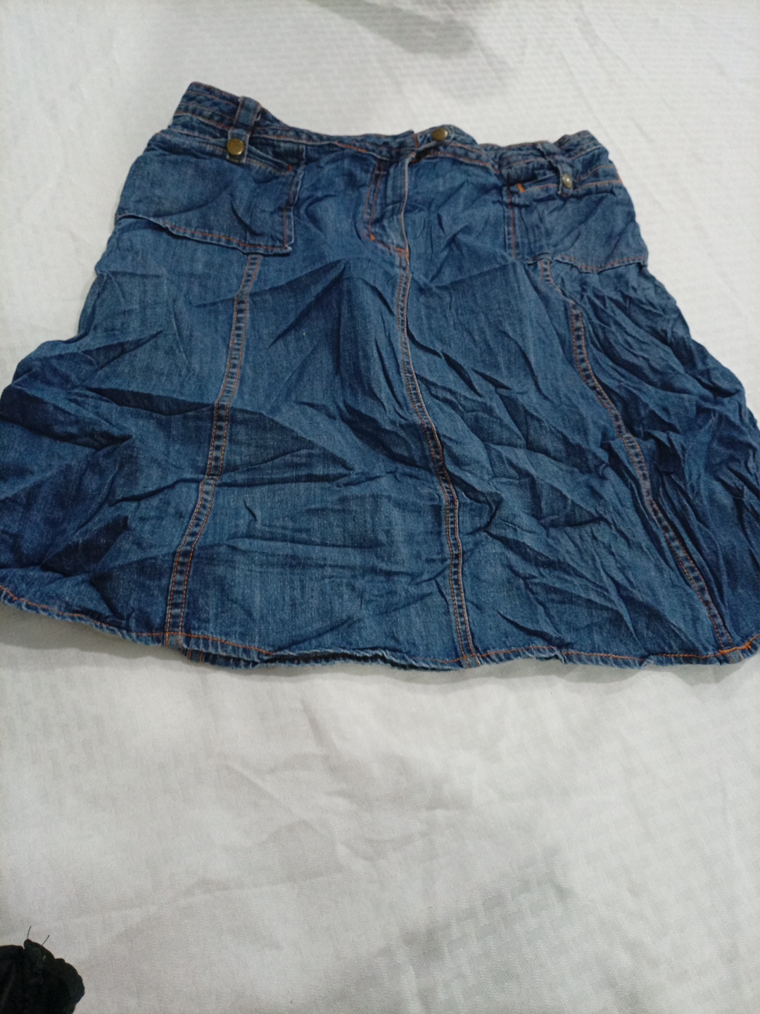 Christopher Banks Blue Denim Mini Skirt with Orang..