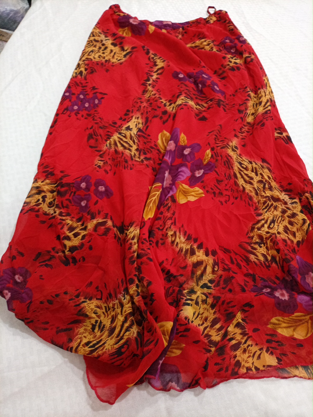 Signature Red Floral and Animal Print Polyester Ma..