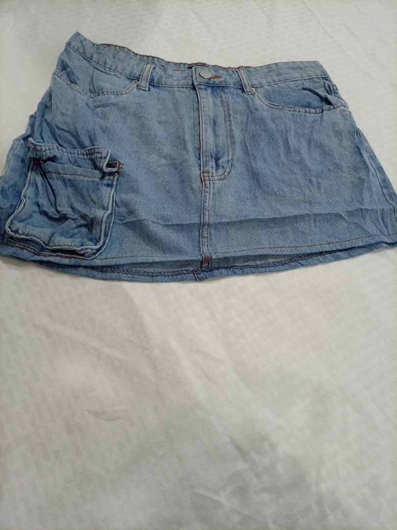 Simple Society Blue Denim Cargo Mini Skirt