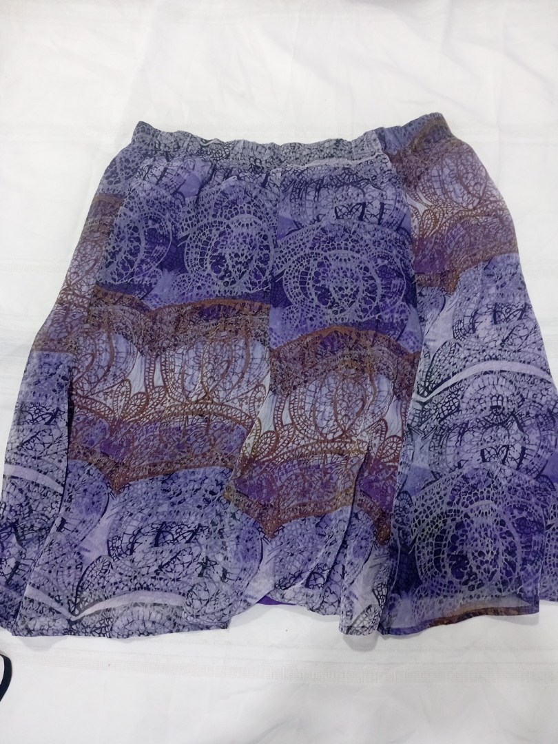 Jaclyn Smith Purple Lace-Print Polyester Mini Skir..