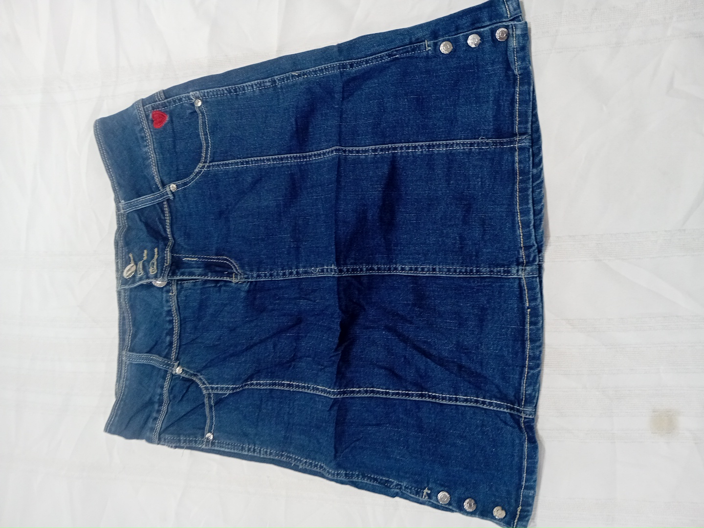 San Francisco Denim Mini Skirt with Heart Patch an..