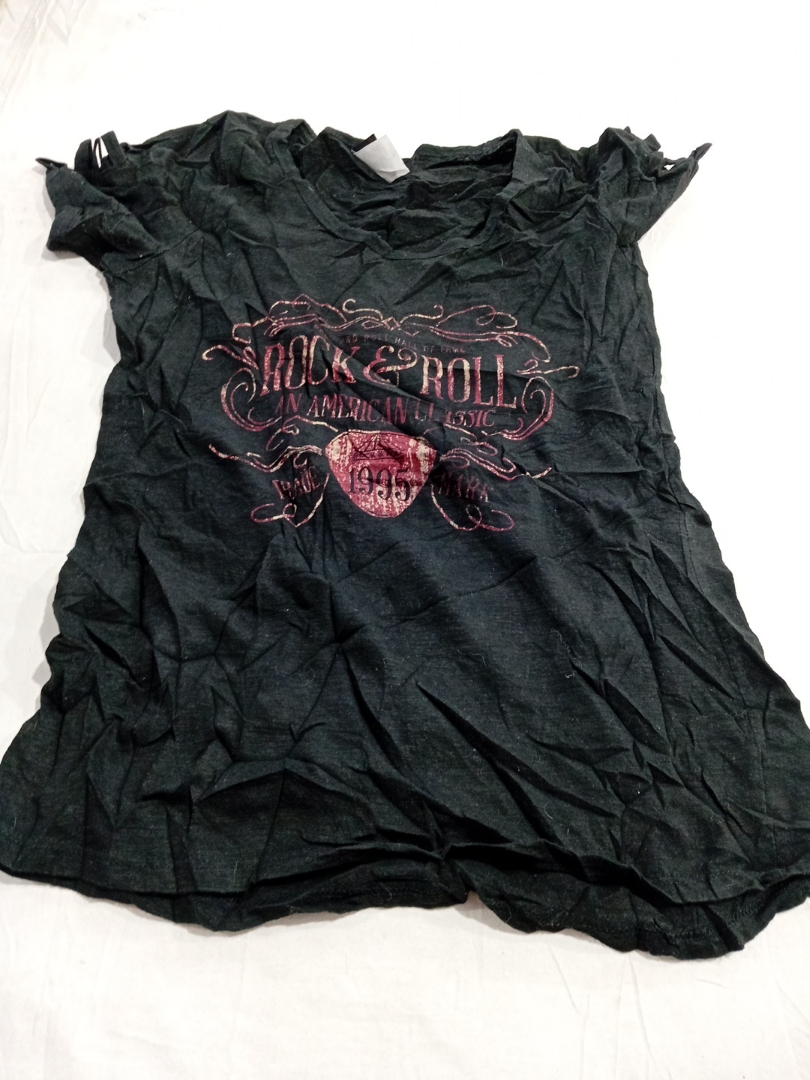 「ヴィンテージ ロック＆ロールの殿堂 ブラック グラフィック プリント Tシャツ サイズ M」