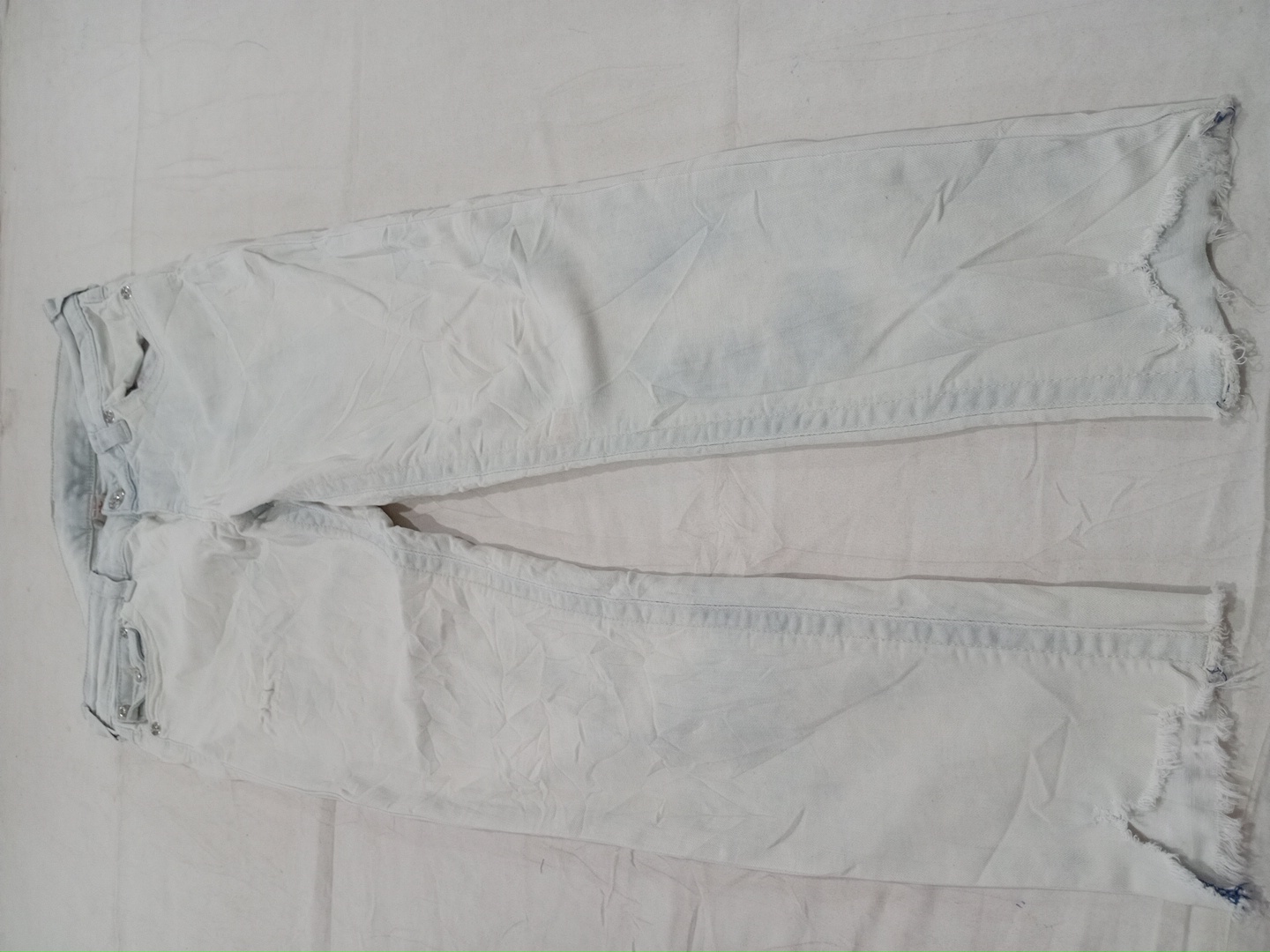 True Religion Distressed White Straight Leg Jeans