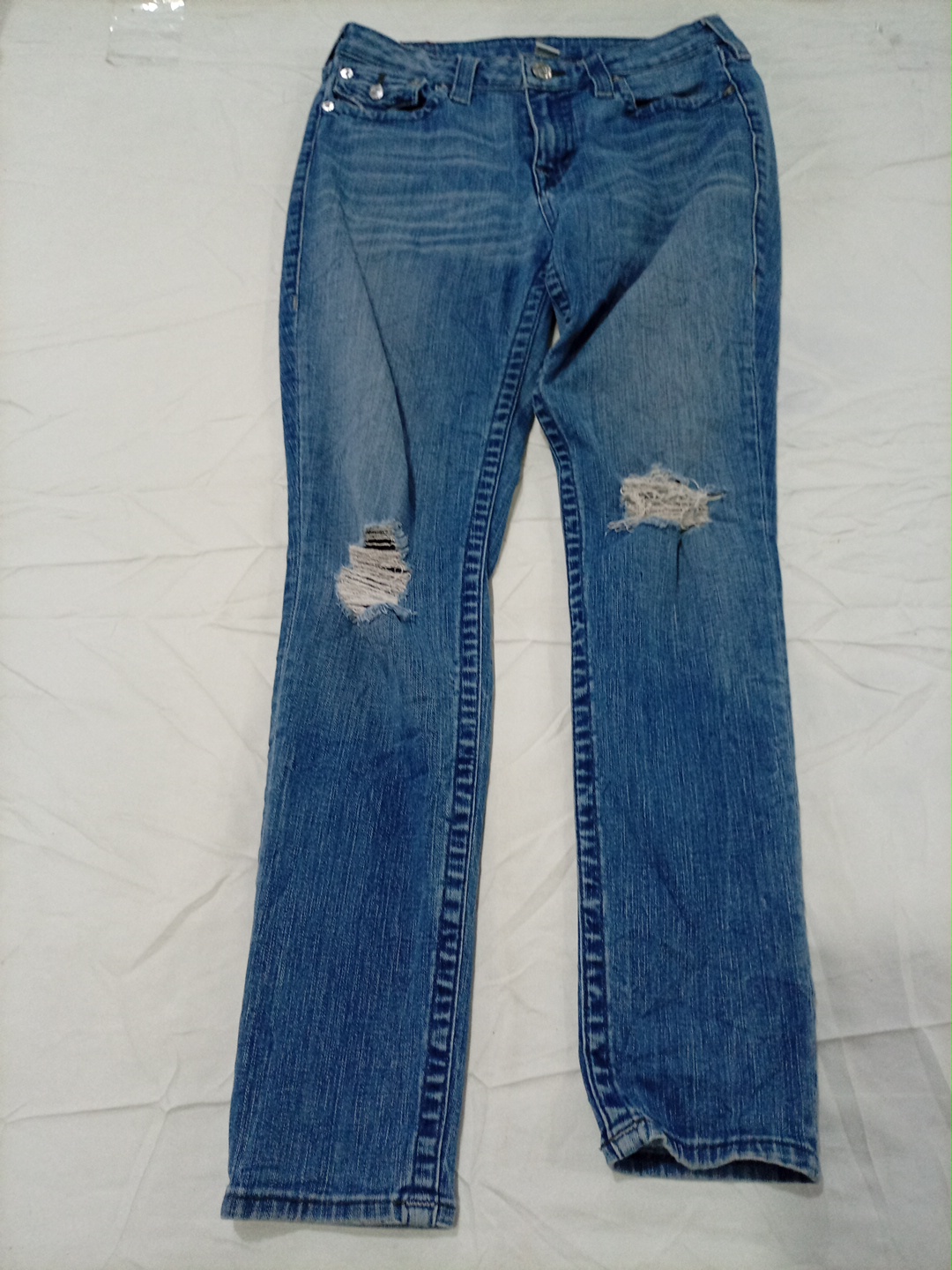 True Religion Distressed Straight Leg Jeans