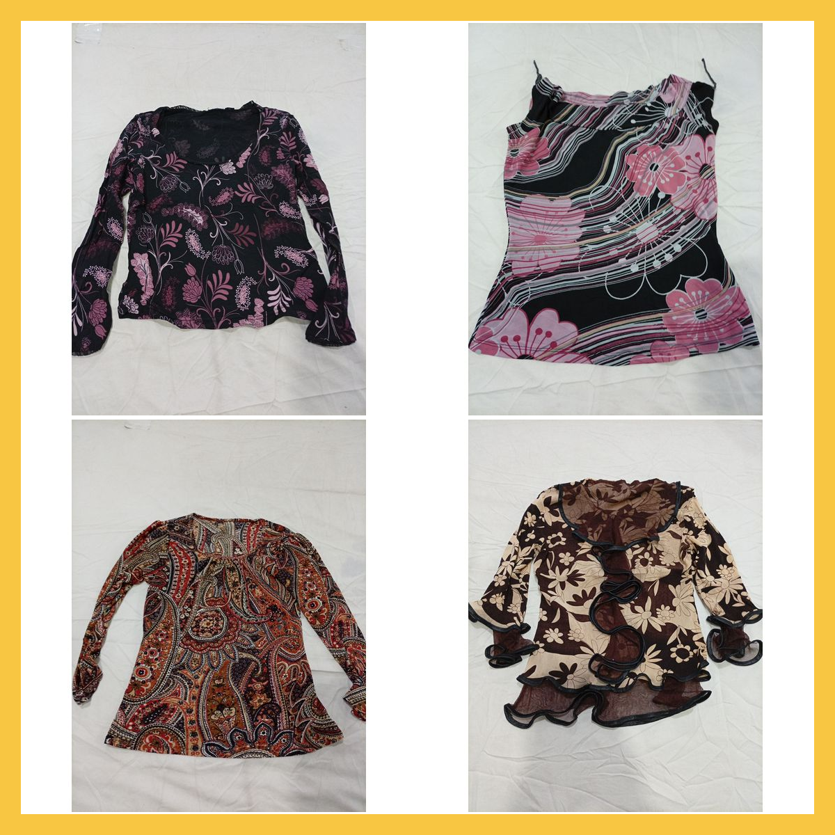 7 Pc Women's Blouse Bundle Printed Ruffle Lace Top..