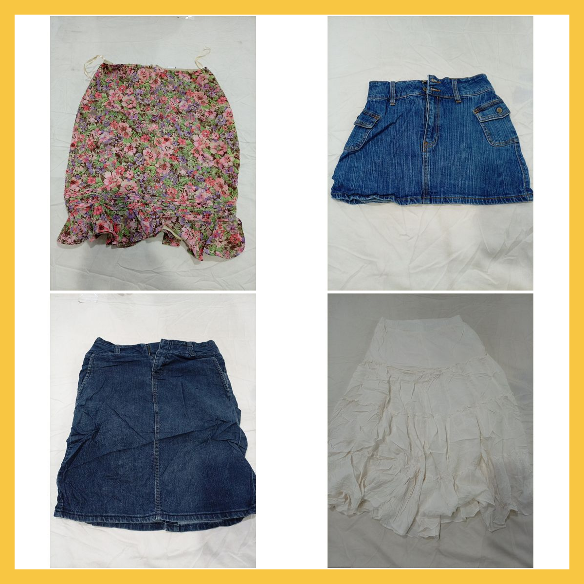 6x Mini Skirt Bundle Denim Leather Floral Print Ru..
