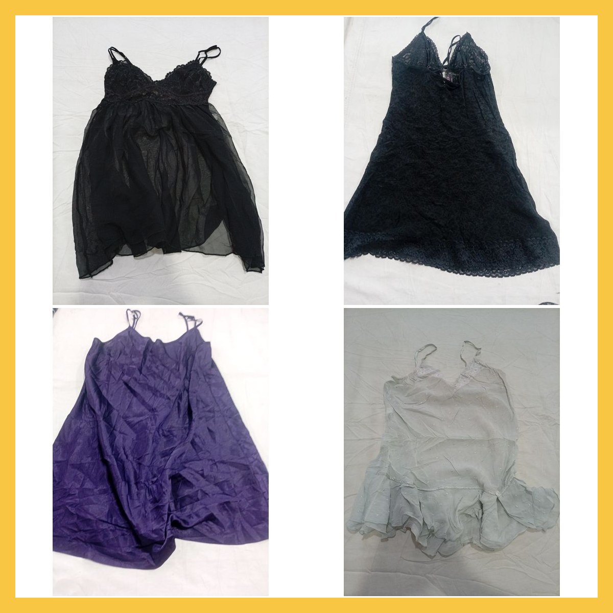 Lot de 7 pièces de mode féminine en satin et dente..