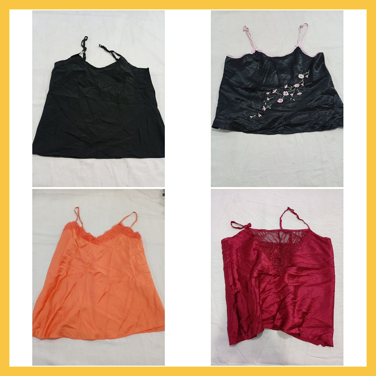 Lot de 7 hauts en satin à bretelles en dentelle sa..