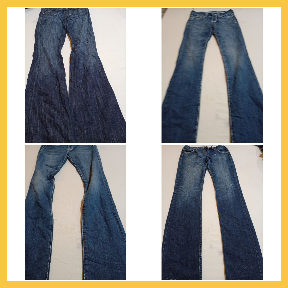 「優しく使用されたフレアジーンズバンドル5点セット ブルーデニムロット」