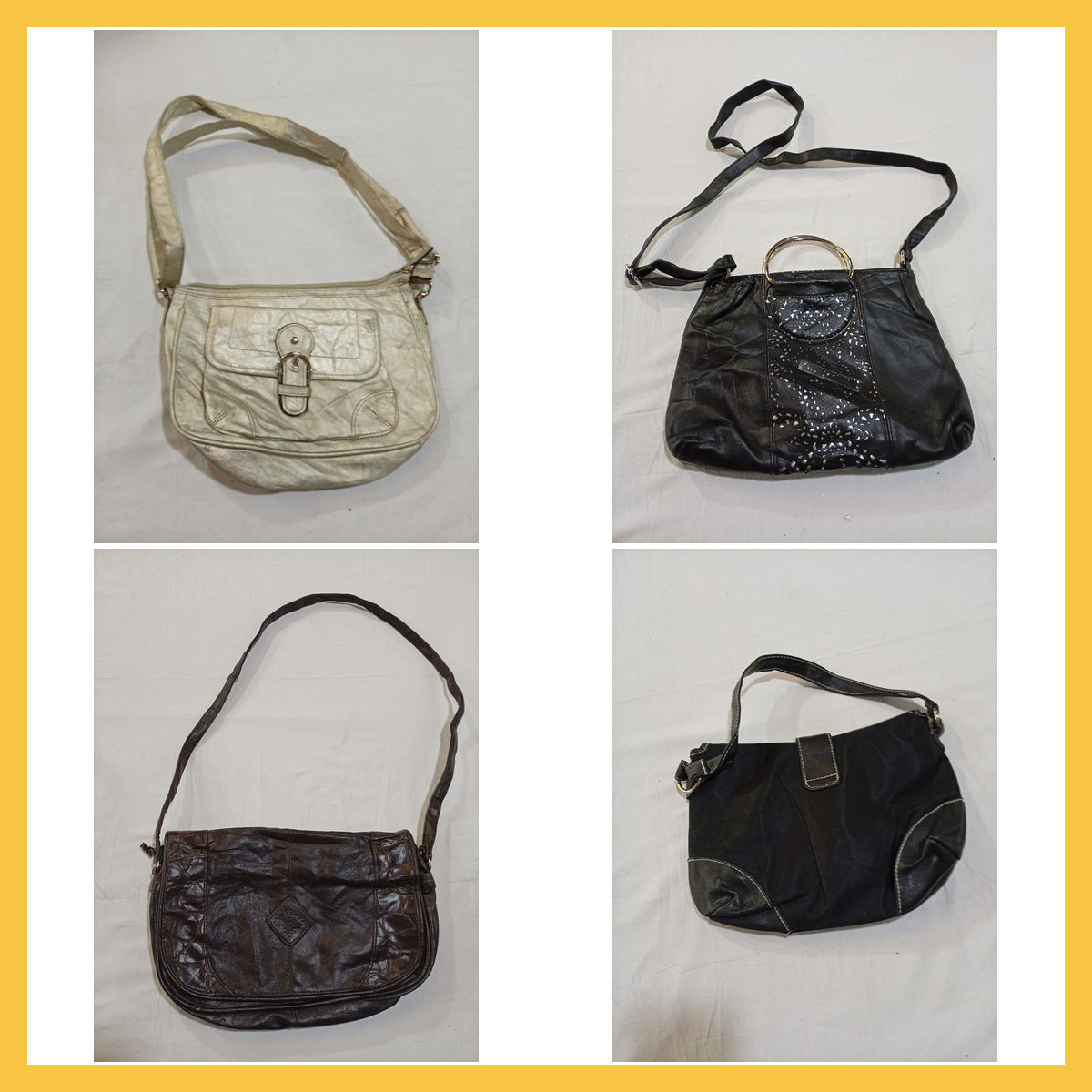 Lederhandtaschen-Bundle 14 Stück Braun Schwarz Rot..