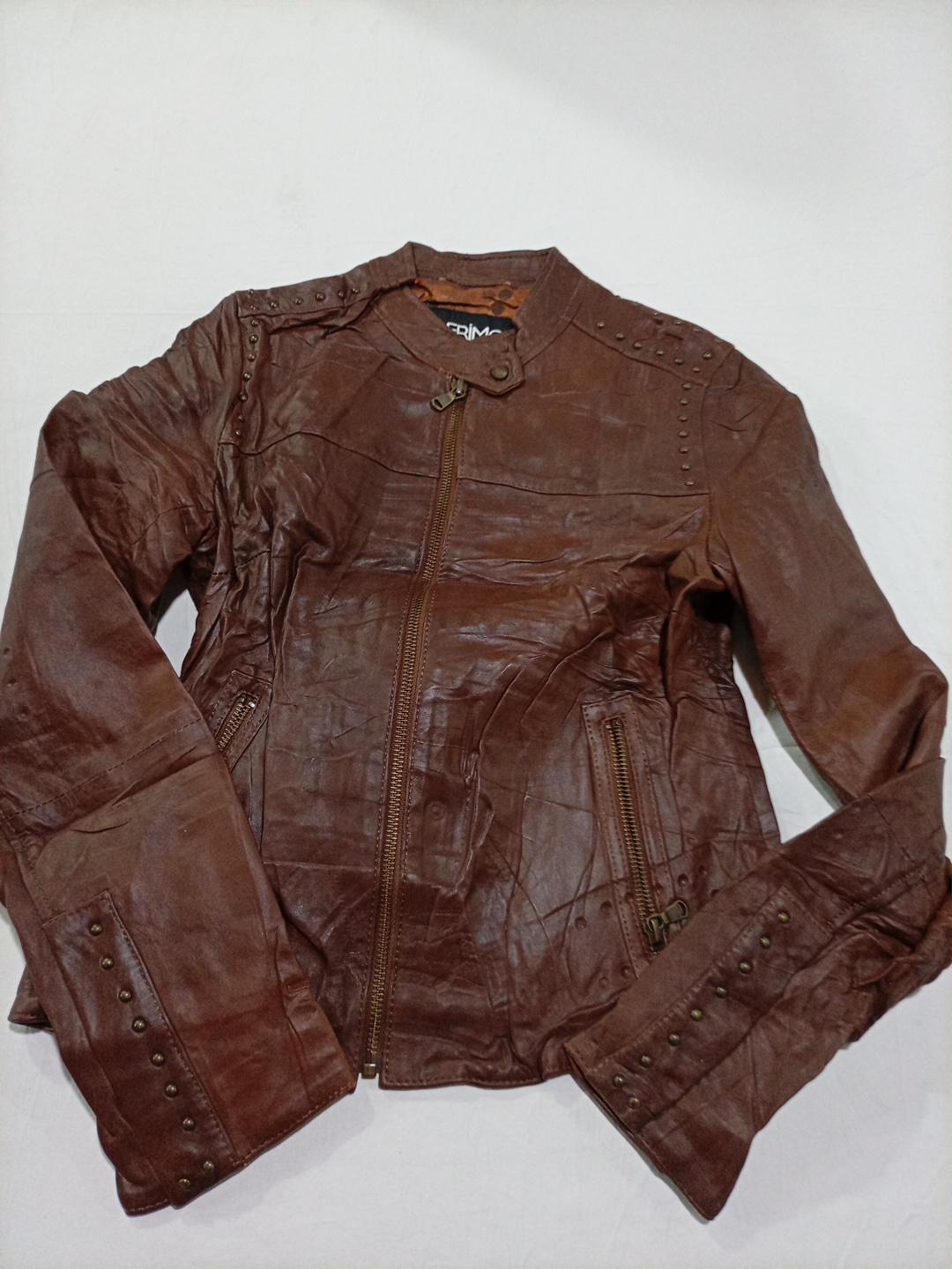 Veste en cuir marron