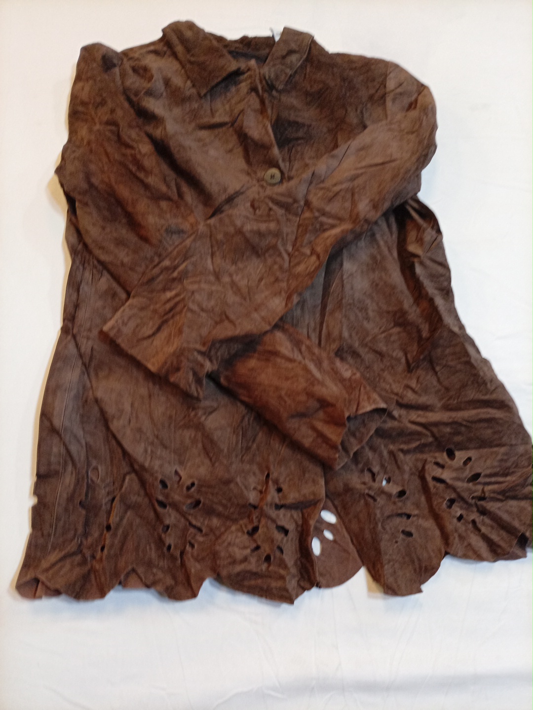 Veste en cuir brun patiné