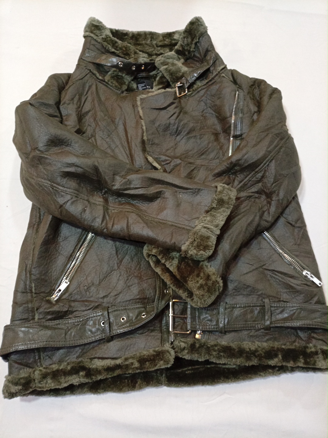 Giacca di pelle foderata in pelliccia