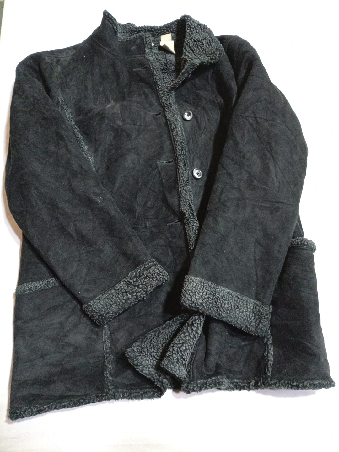 R.T. BESZ Black Suede Fur Trim Jacket