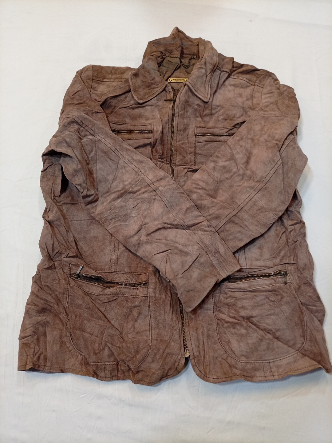 Veste en cuir marron