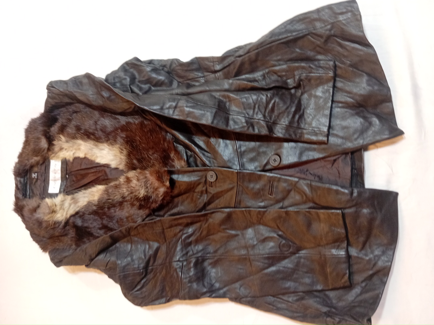 Gilet en cuir marron Jones New York avec bordure e..