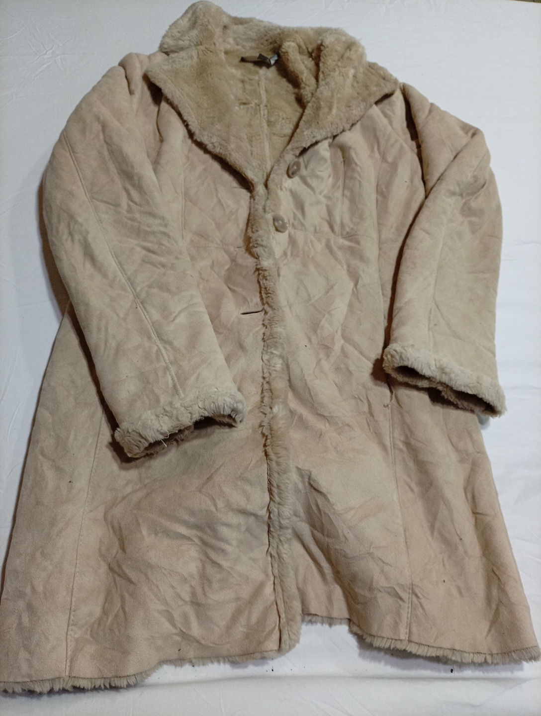 Ann Taylor Beige Fur-Lined Coat