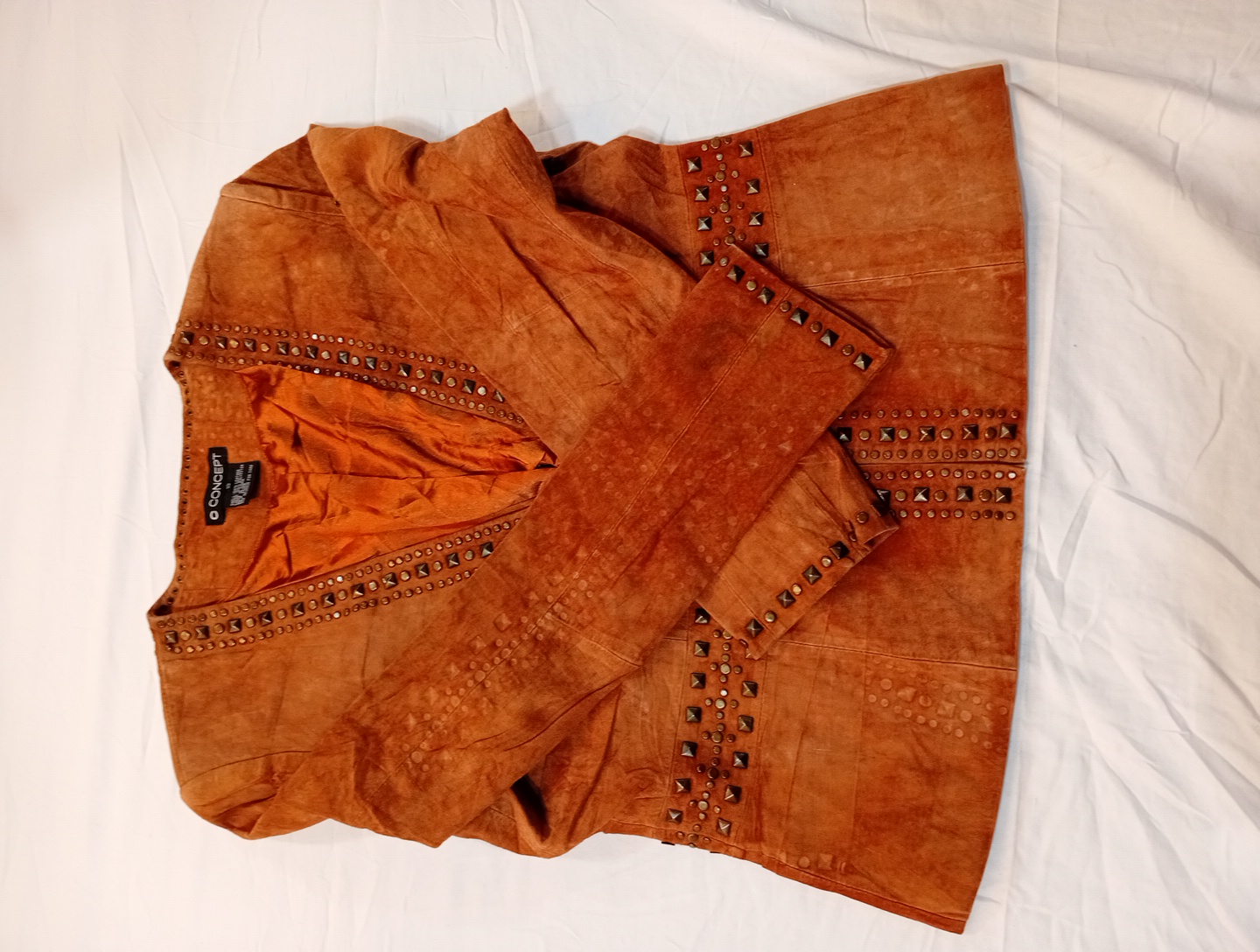 Brown Leather Jacket with Studs