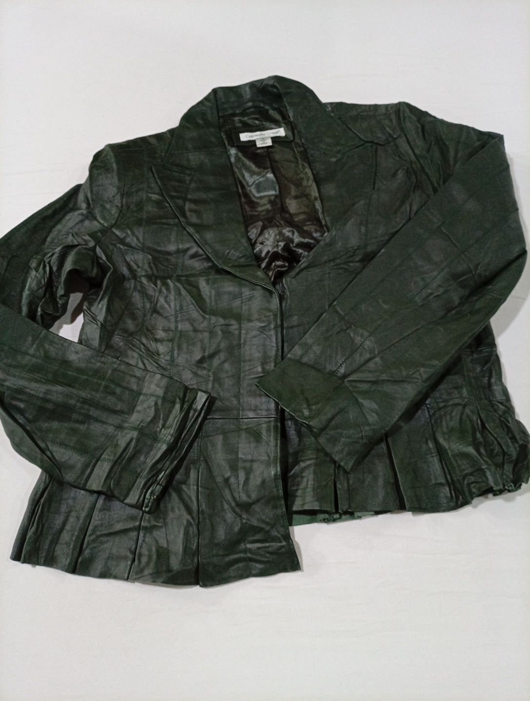 Jaqueta de Couro Verde Coldwater Creek