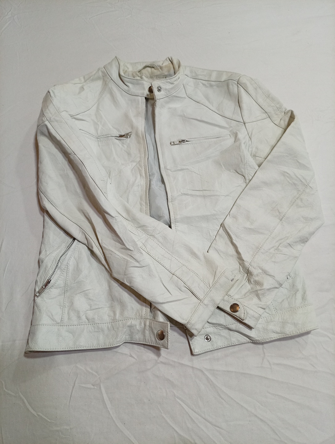 Giacca di pelle bianca