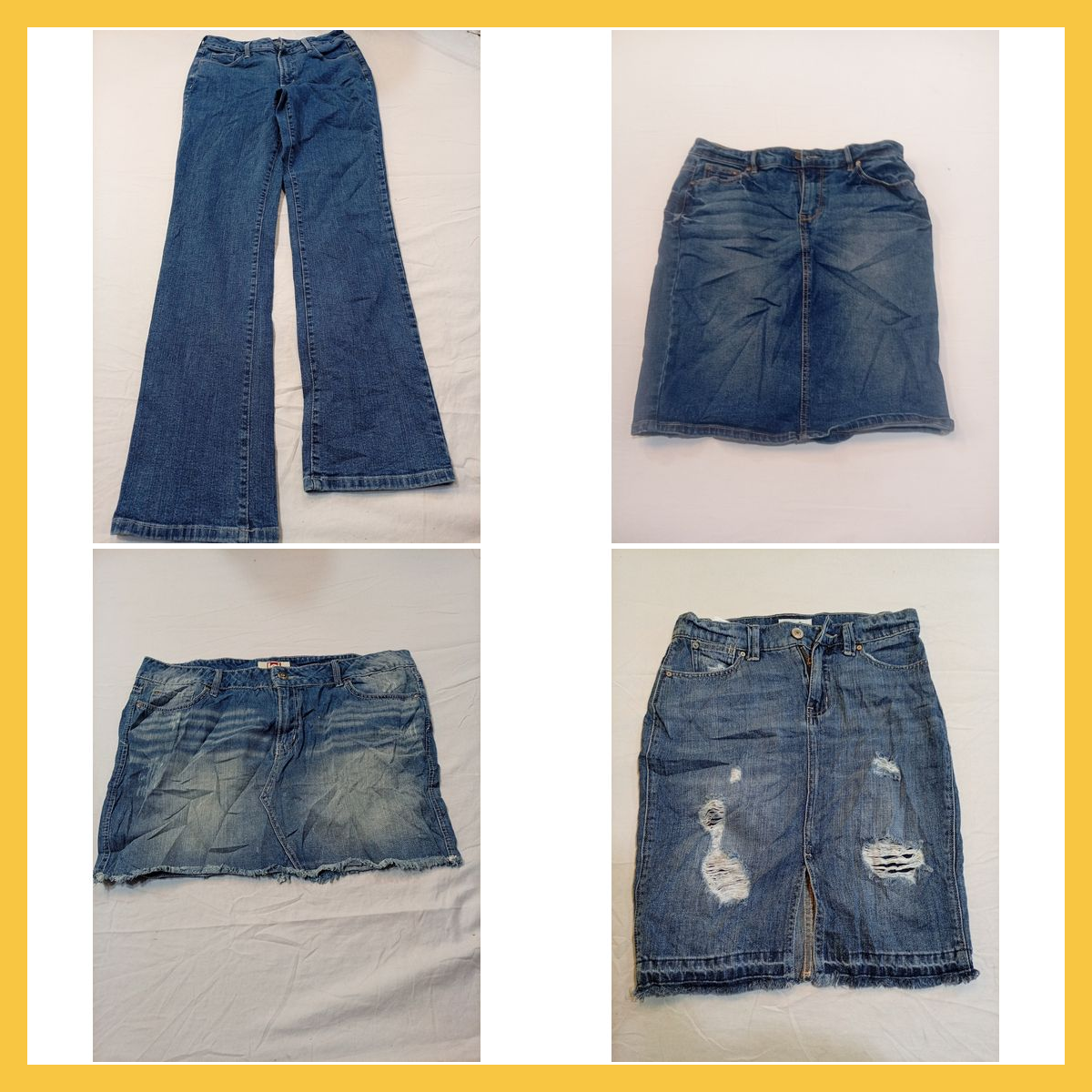 Pacote de Denim: Mix de 10 Peças de Saias e Jeans ..