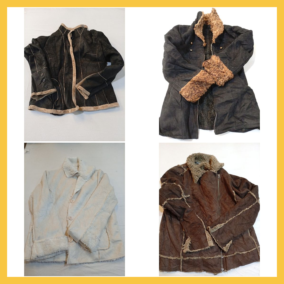 Luxusjacken-Bundle: Kunstpelz-, Schaffell- & Cordj..