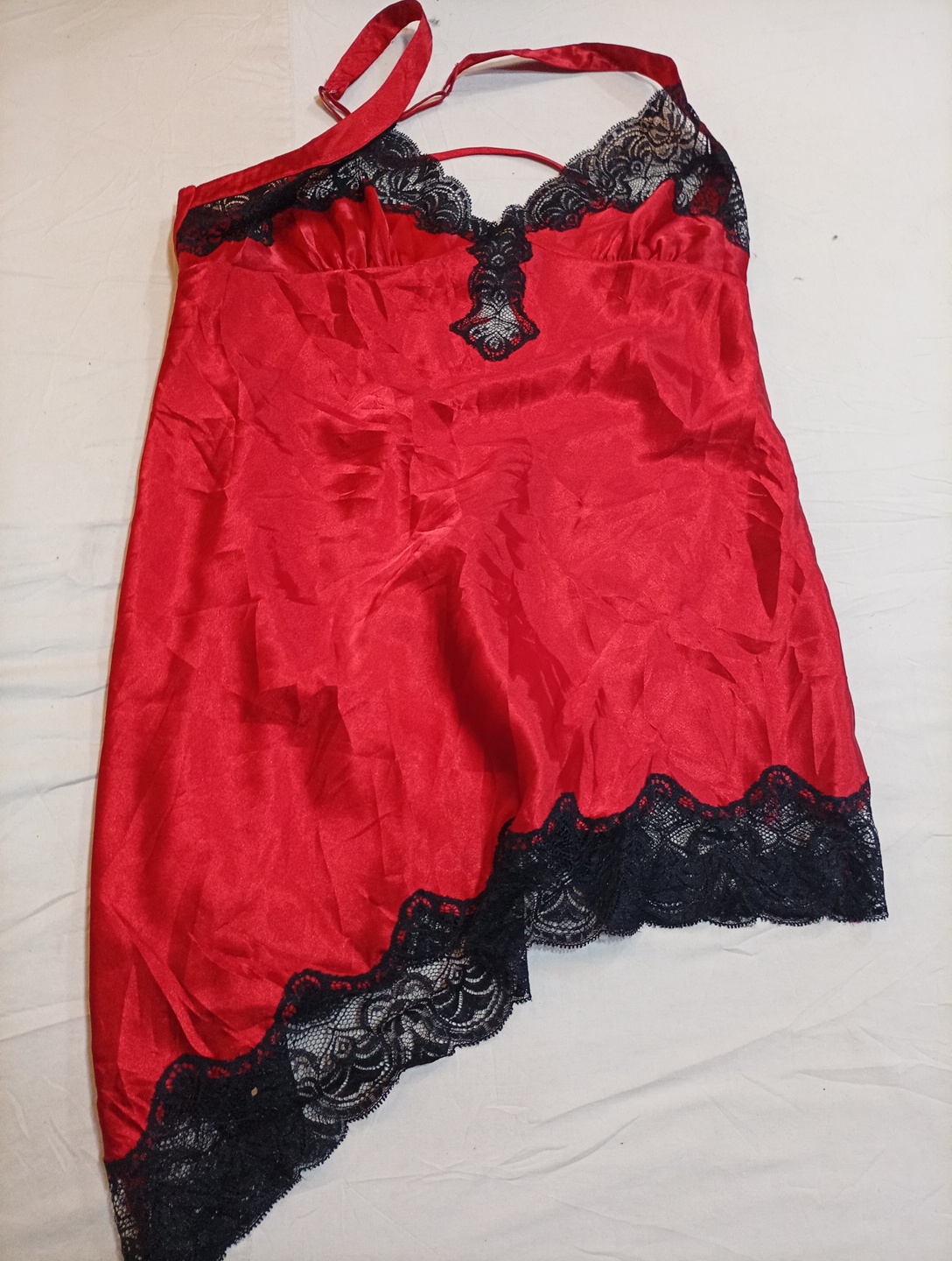 Frederick's of Hollywood Red Lace Trim Slip Dress