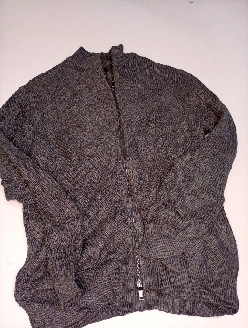 Gray Knit Zip Sweater