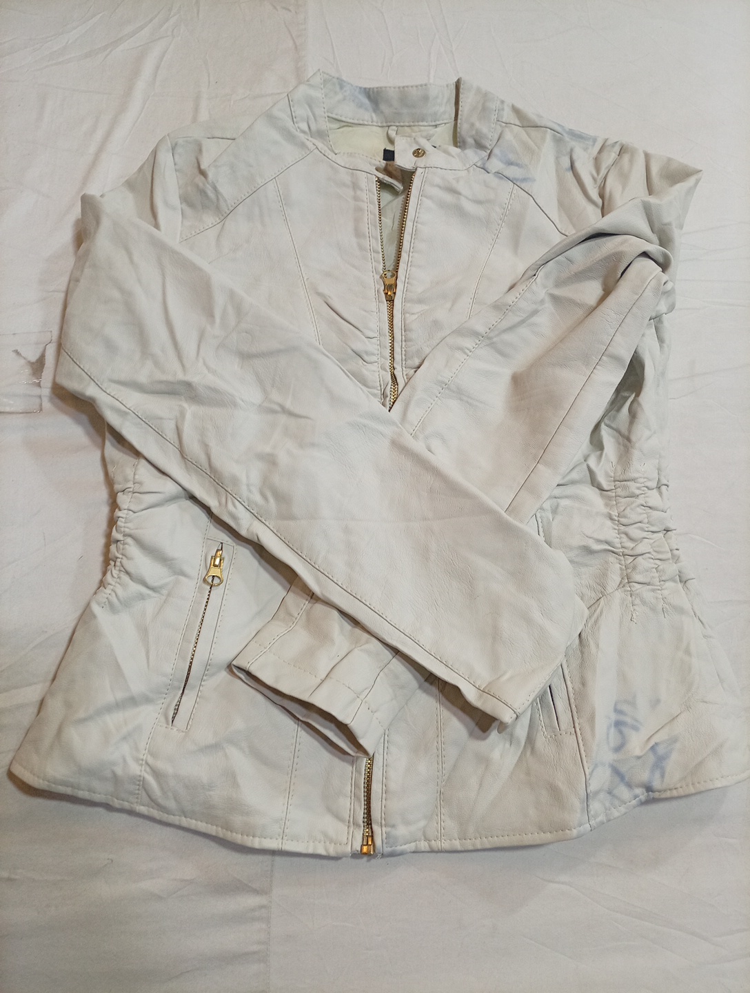 Baccini White Leather Jacket