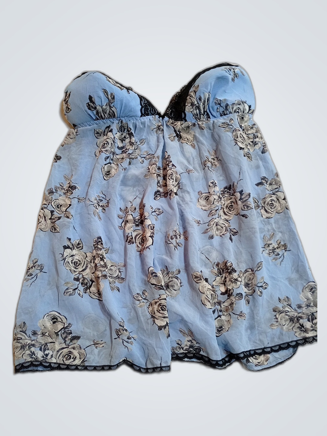 Chemise Floral Azul Feminina