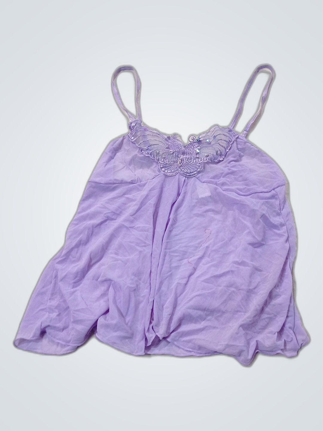 Lila Spaghettiträgeroberteil