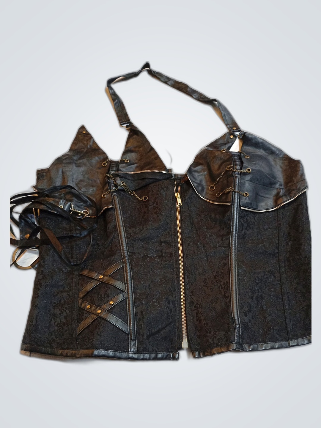 Black Leather Bustier Top