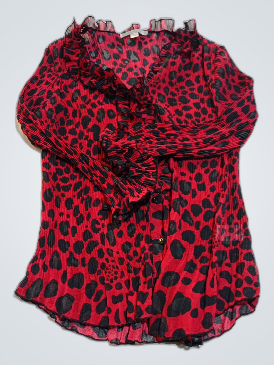 Cleo Red and Black Leopard Print Blouse