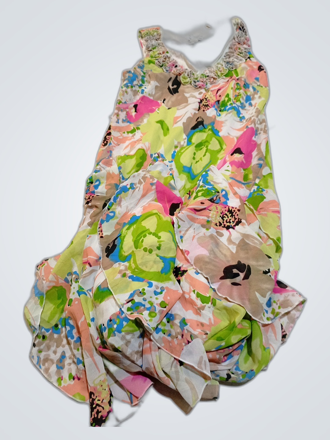 Manda Lane Floral Ruffled Dress