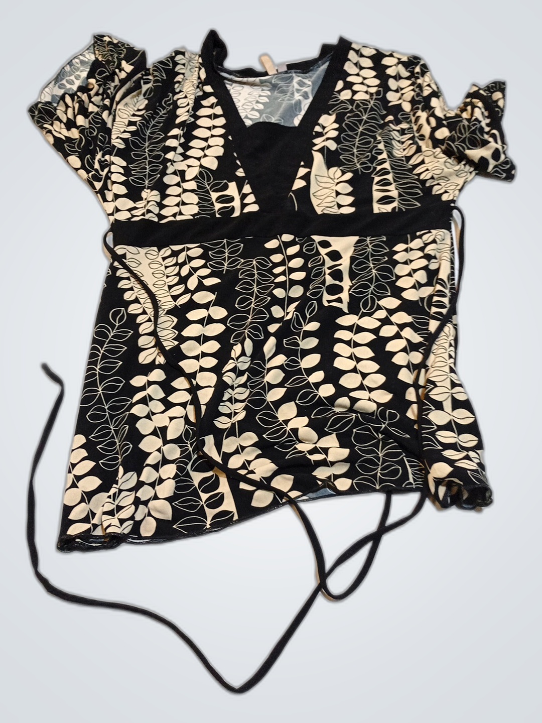 Black and Beige Floral Top