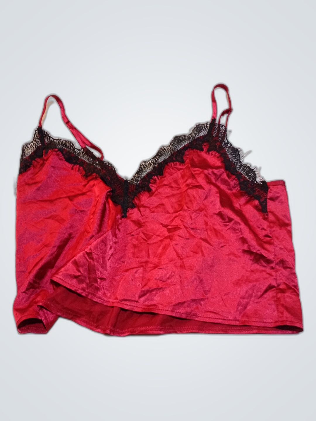 Red Lace Trim Bra Top