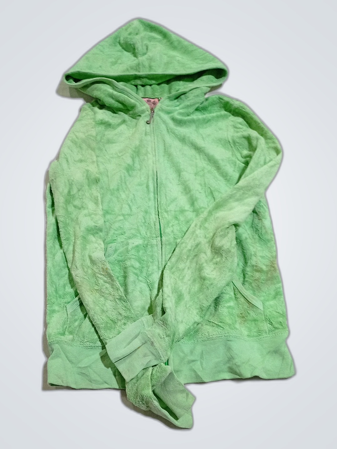 Green Velour Hooded Sweatshirt