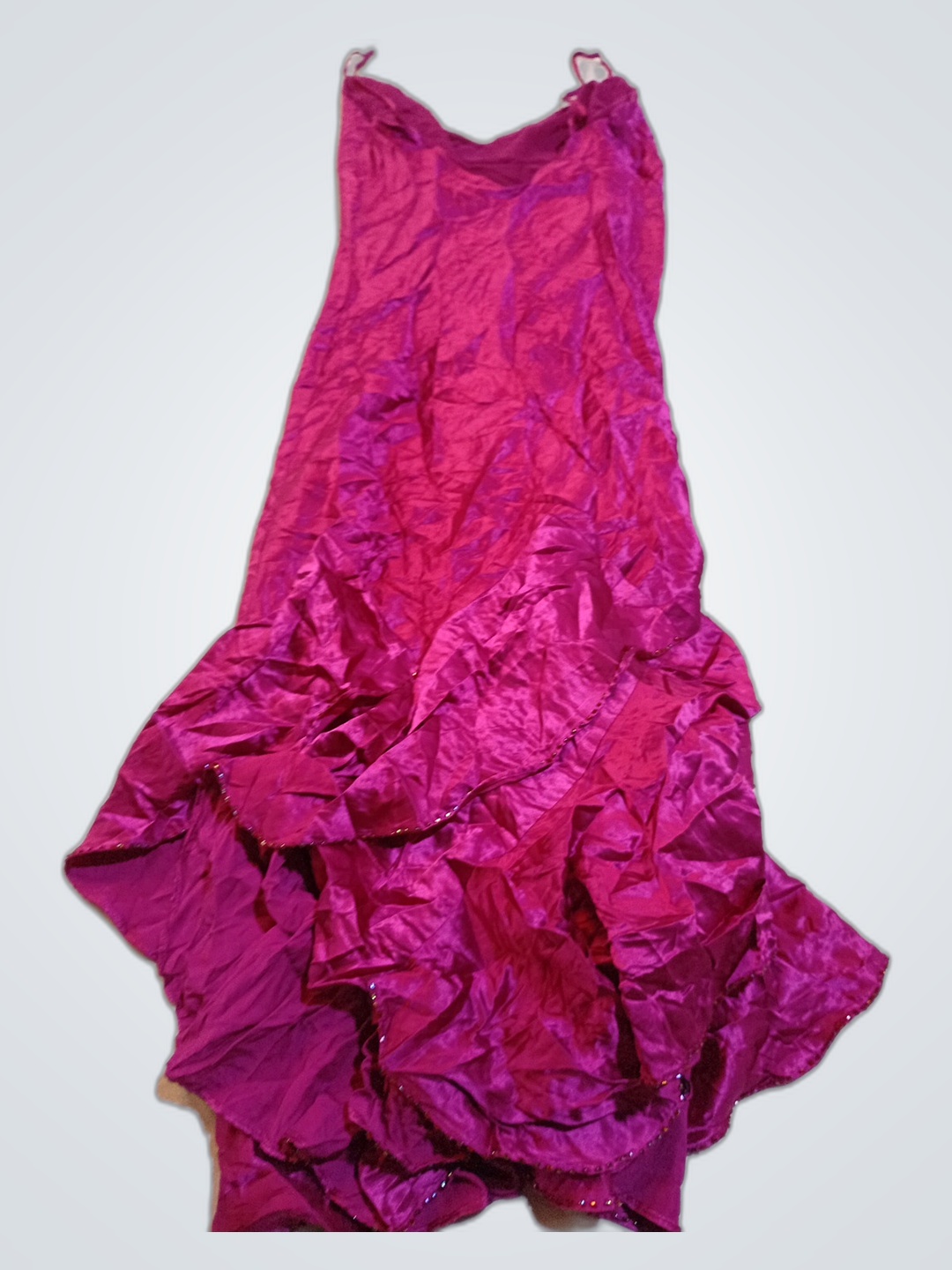 Pink Ruffled Evening Dress
