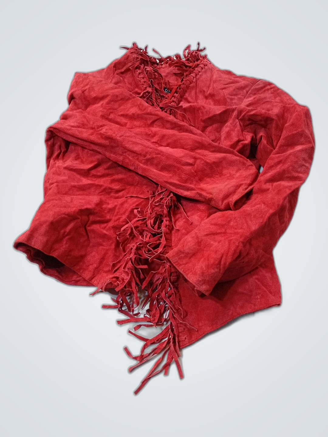 Red Leather Fringed Jacket