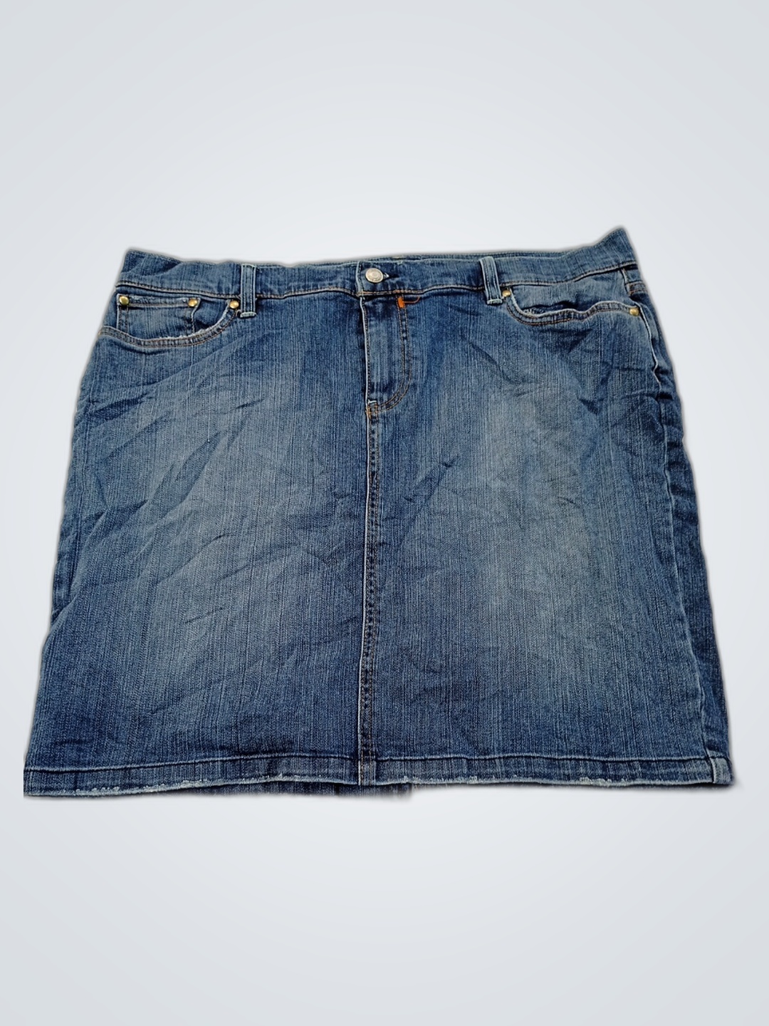 Saia de Jeans Azul de Cintura Baixa Old Navy