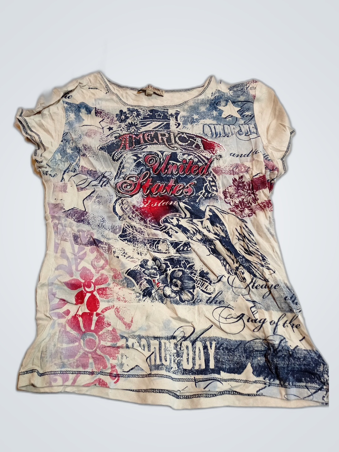 T-shirt graphique patriote pour femmes Blue Canyon