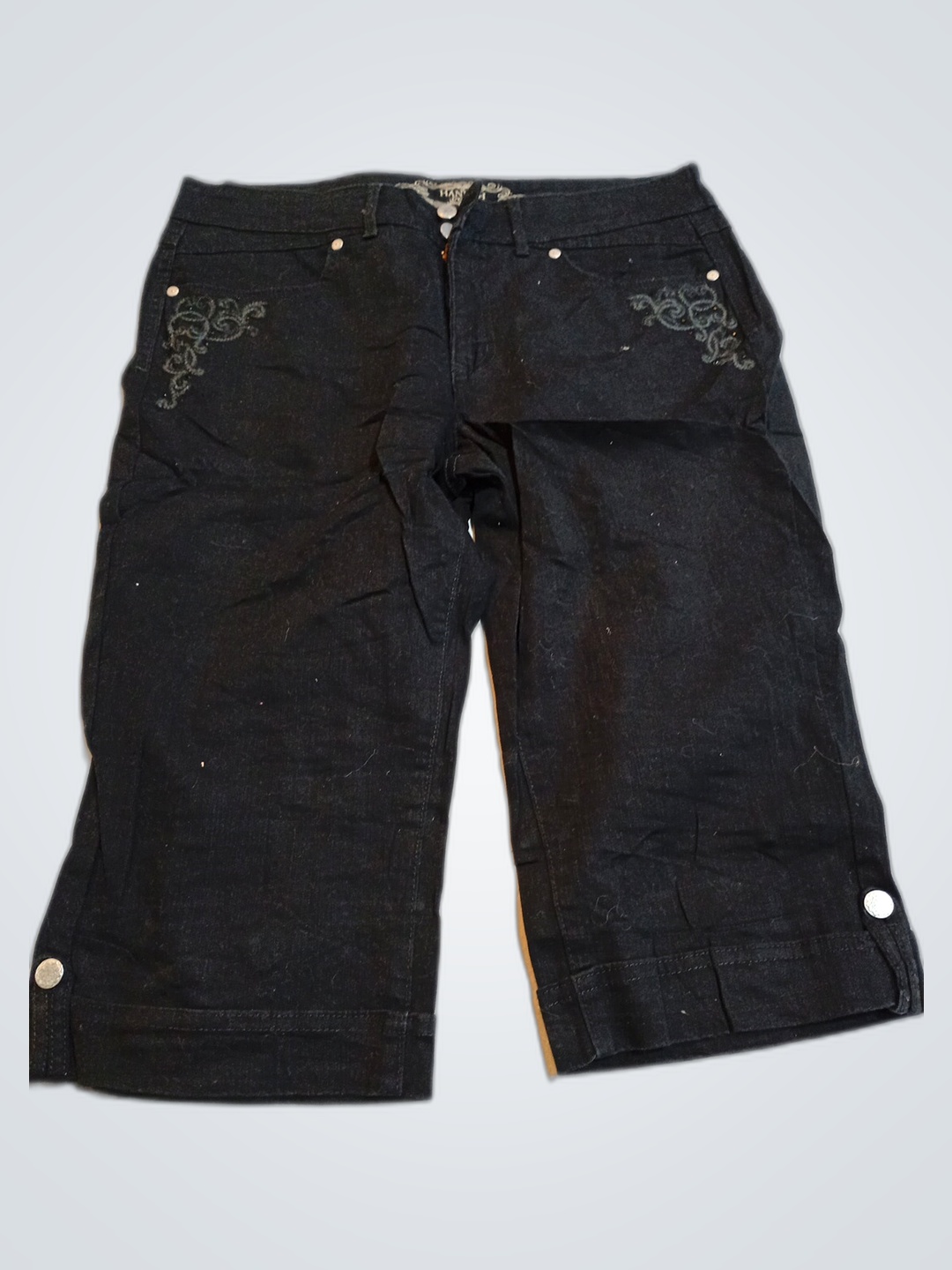 Black Capri Jeans with Embellishments